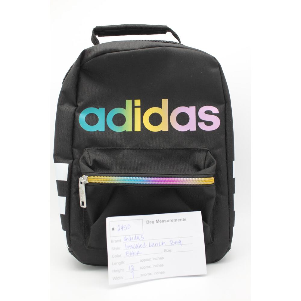 Adidas Insulated Lunch Bag Black & Multi Color Logo - Picture 14 of 14